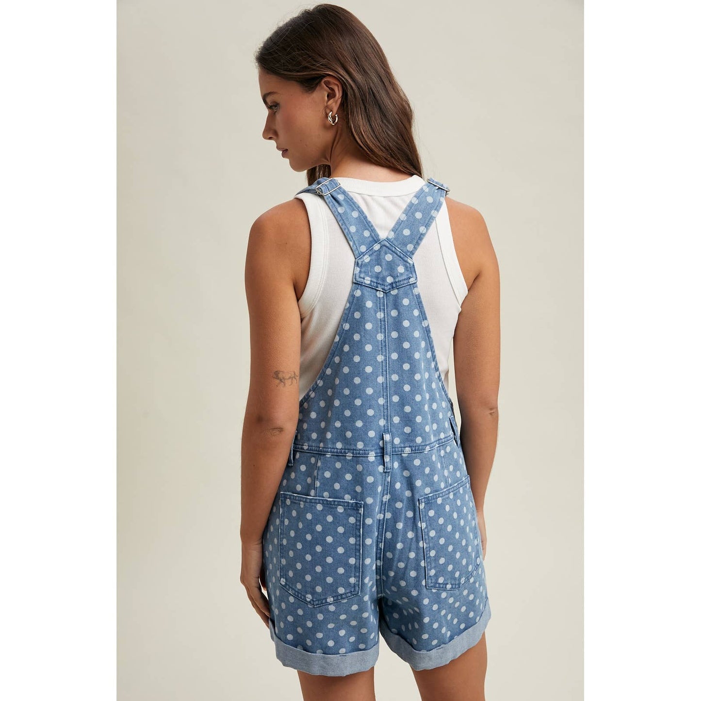 OVERSIZED POLKA DOT DENIM OVERALLS