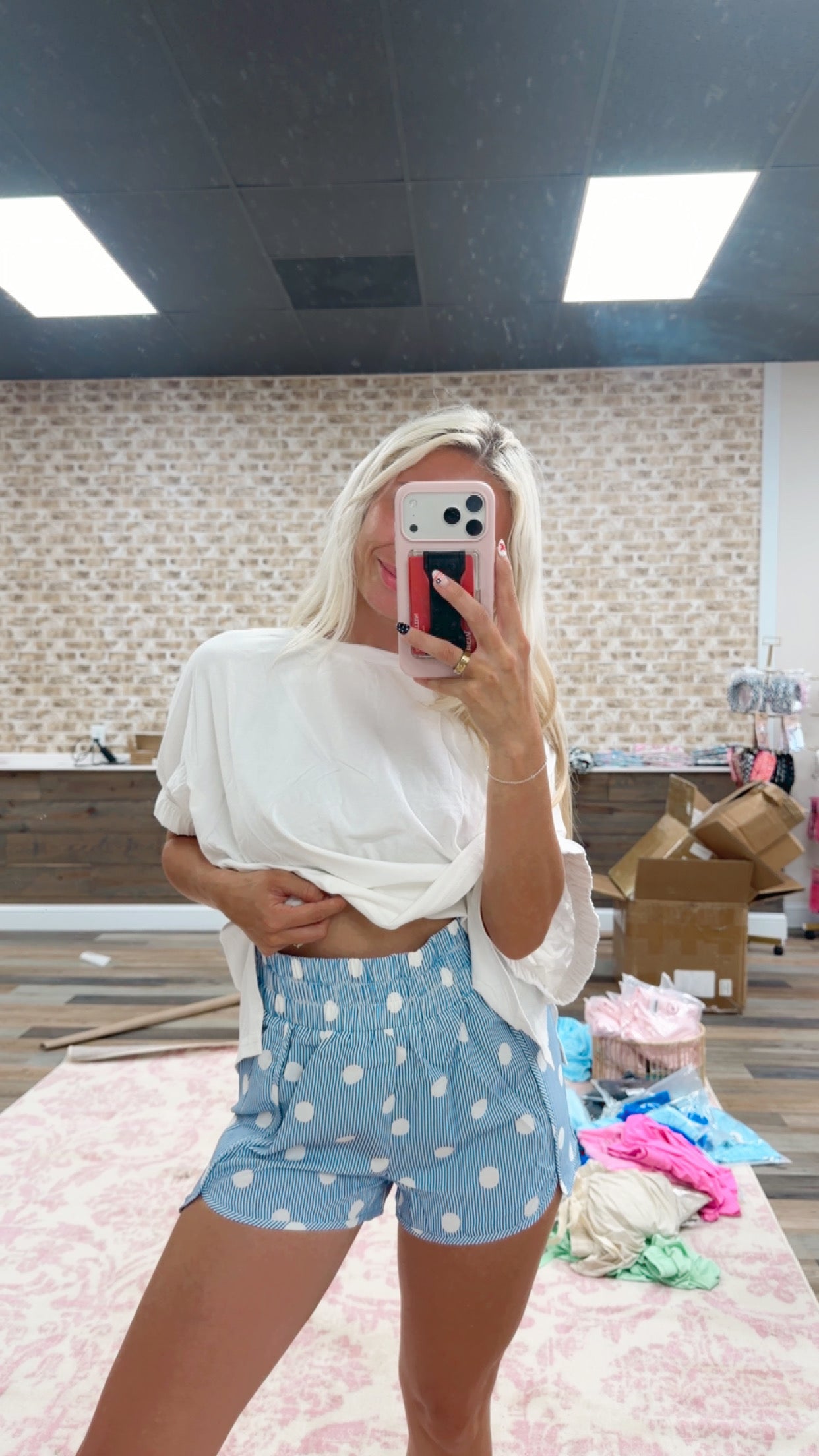 striped + polka dot shorts