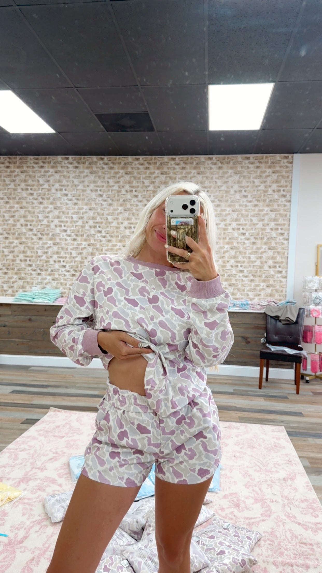 CAMO WAFFLE KNIT SET