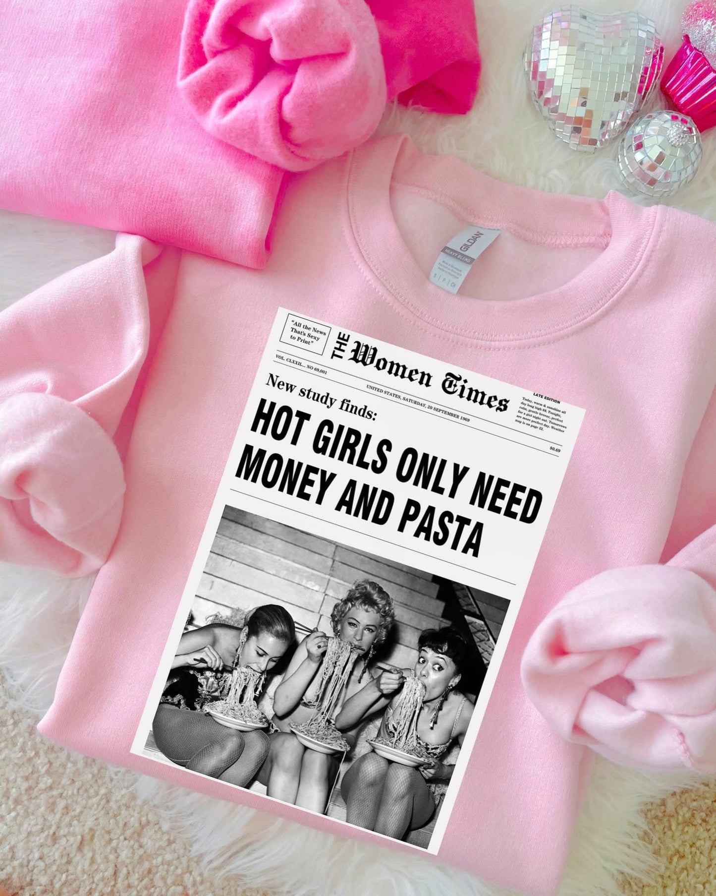 hot girls only need money & pasta graphic