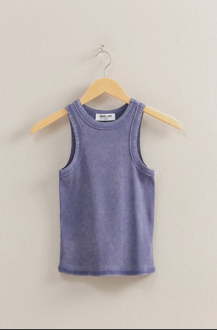 dusty indigo / washed ribbed round neck tank