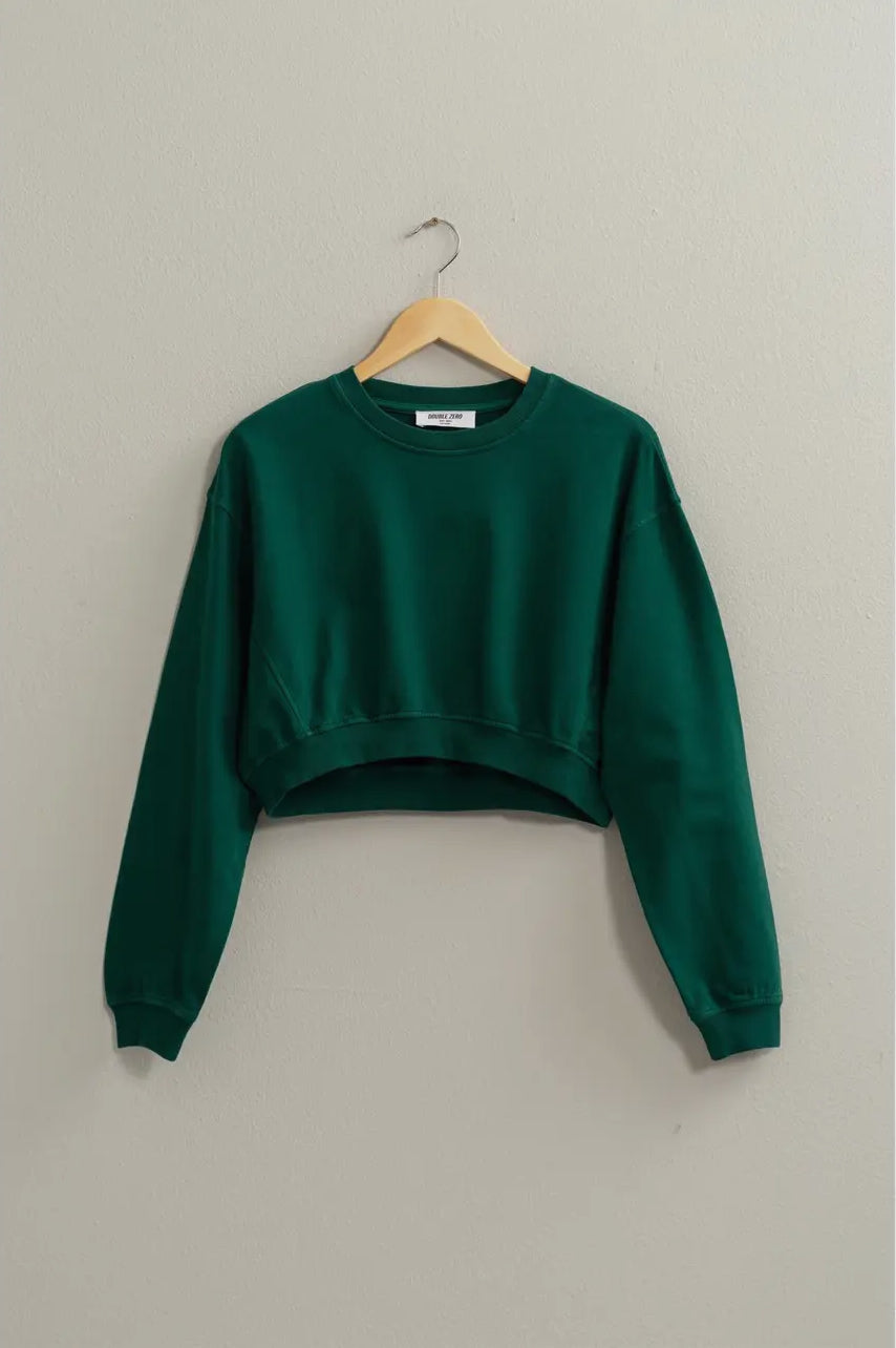 green long sleeve cropped sweatshirt