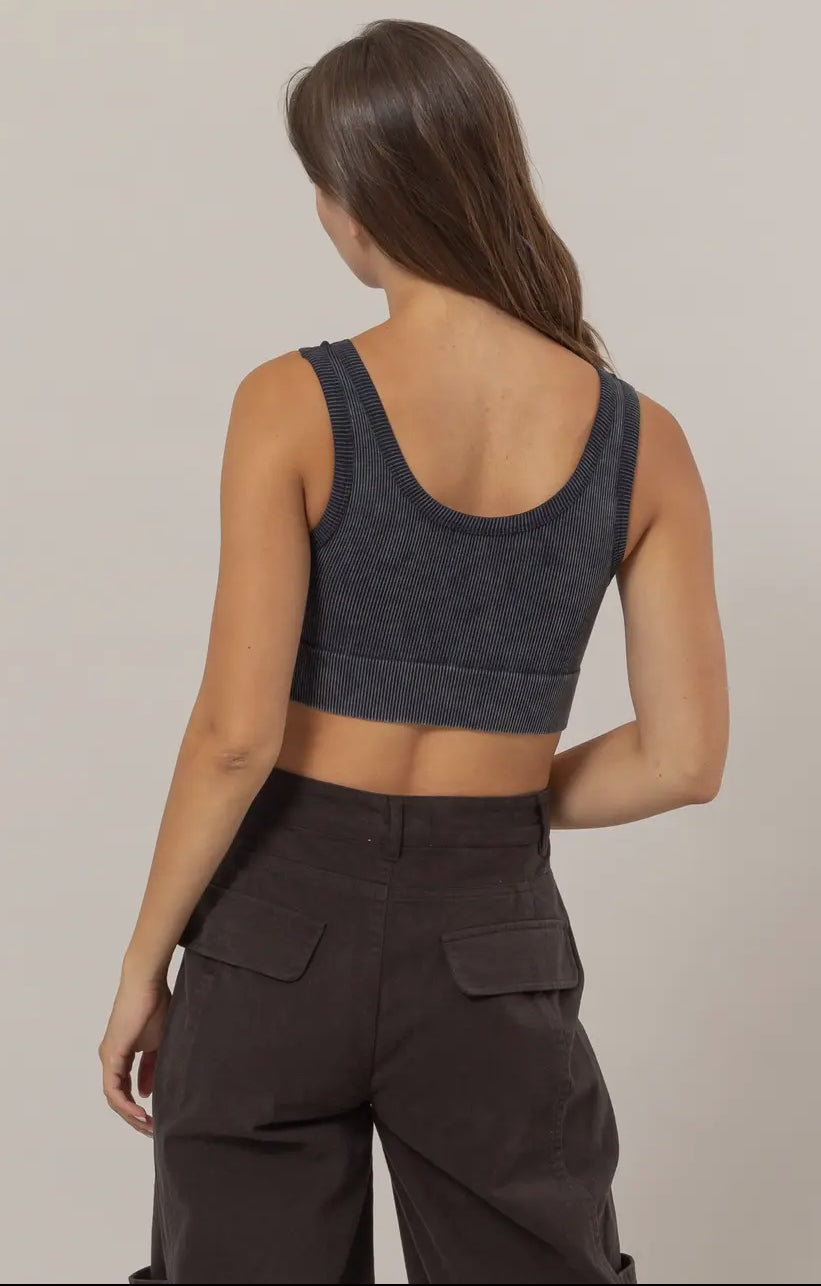 black / washed seamless cropped tank
