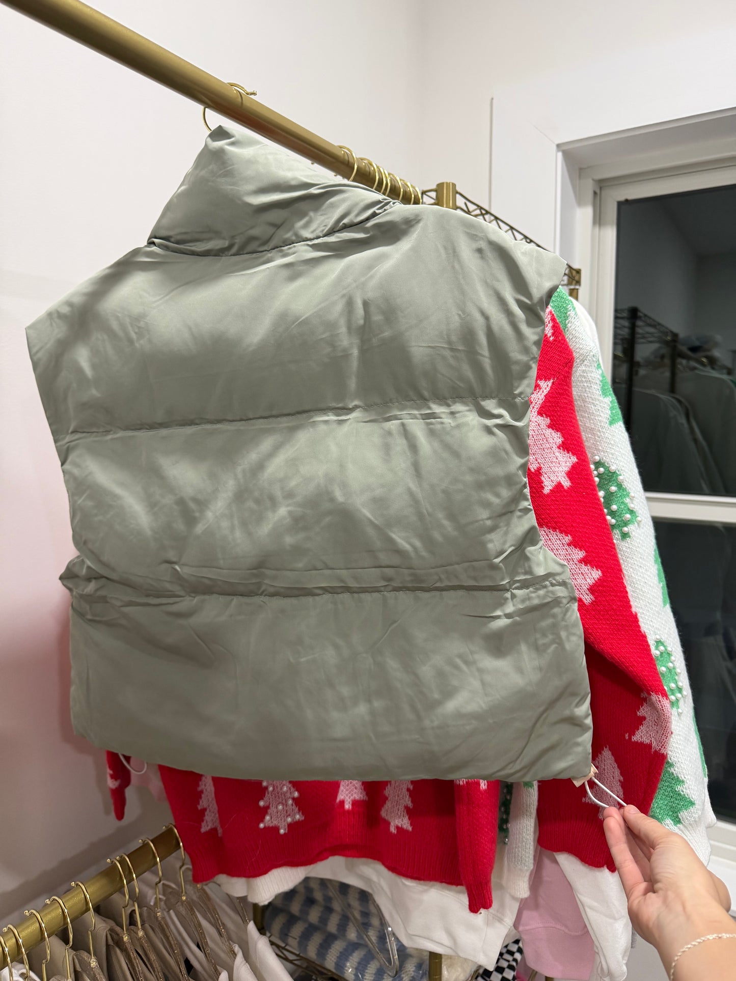 SAGE GREEN PUFFER VEST