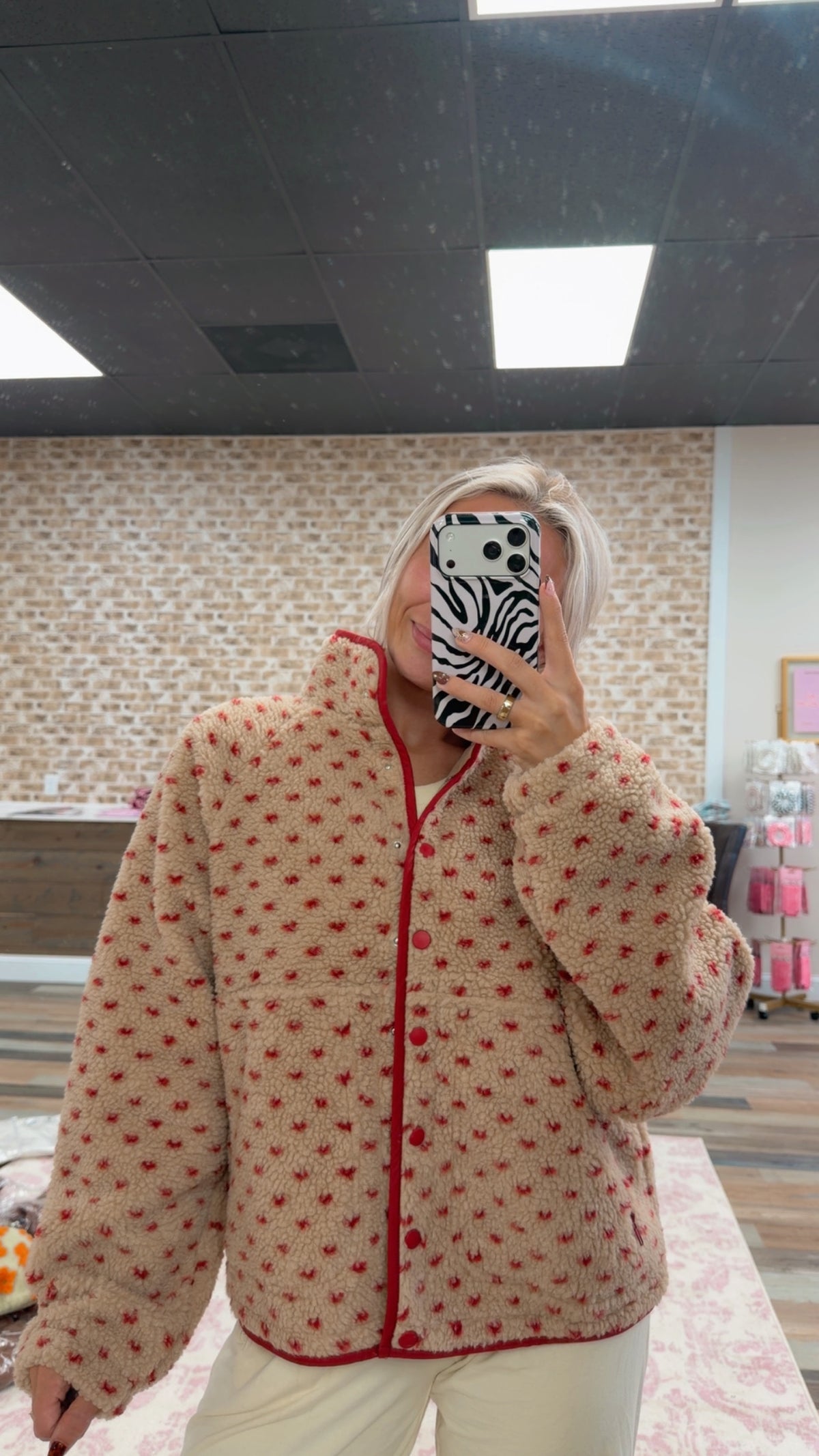 fern dot sherpa jacket