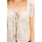 Embroidered Gingham Tie Front Top