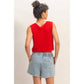 V-Neck Textured Sleeveless Knit Vest