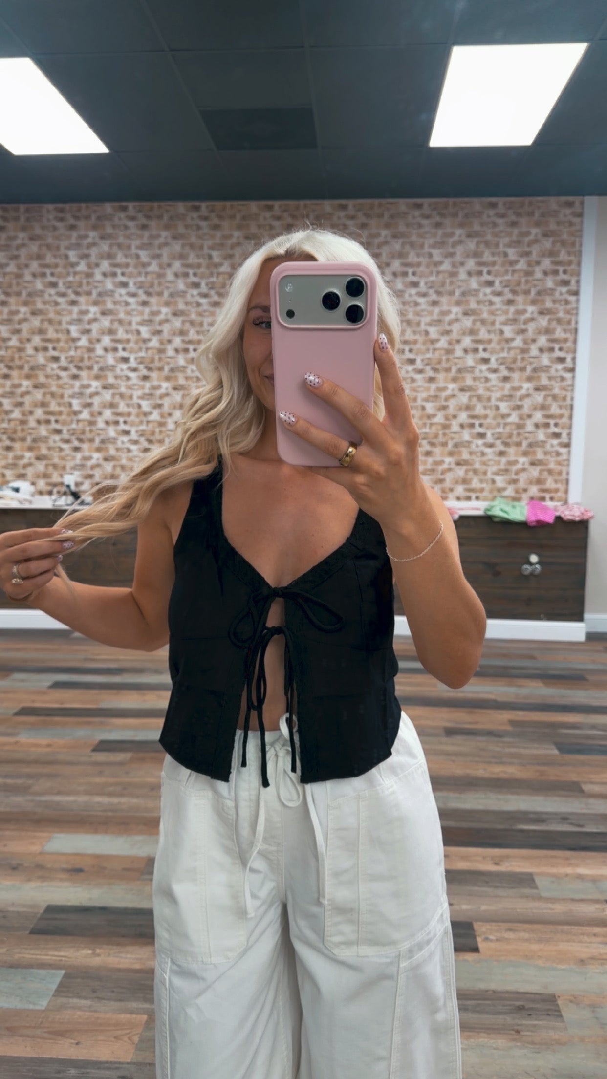 Sleeveless Tie-Front Top