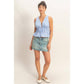 Striped Tie Front Peplum Sleeveless Top