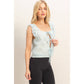 Embroidered Gingham Tie Front Top