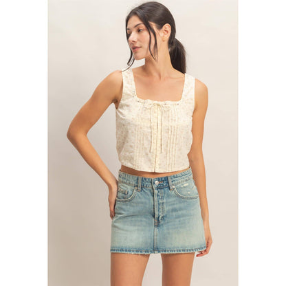 Floral Tie Front Corset Top