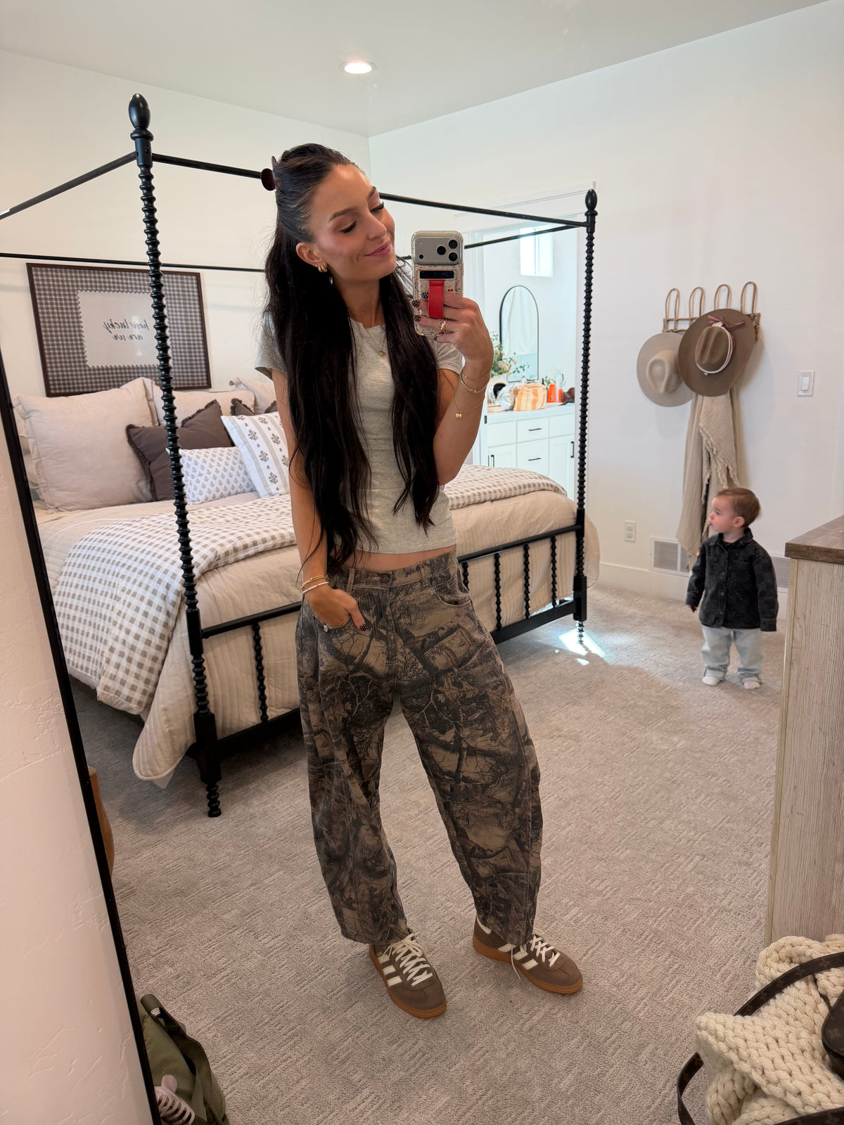 Camo Print Cotton Balloon Pants