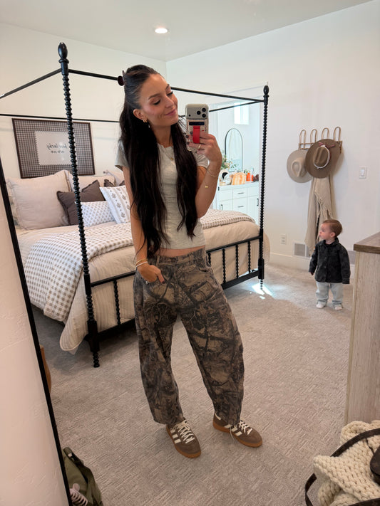 Camo Print Cotton Balloon Pants