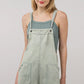 washed cotton denim overall romper