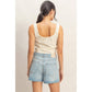 Floral Tie Front Corset Top