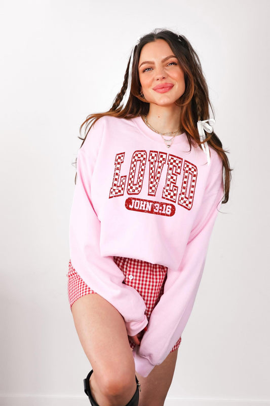 John 3:16 crewneck on pink