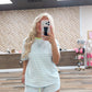 baby blue + white striped set