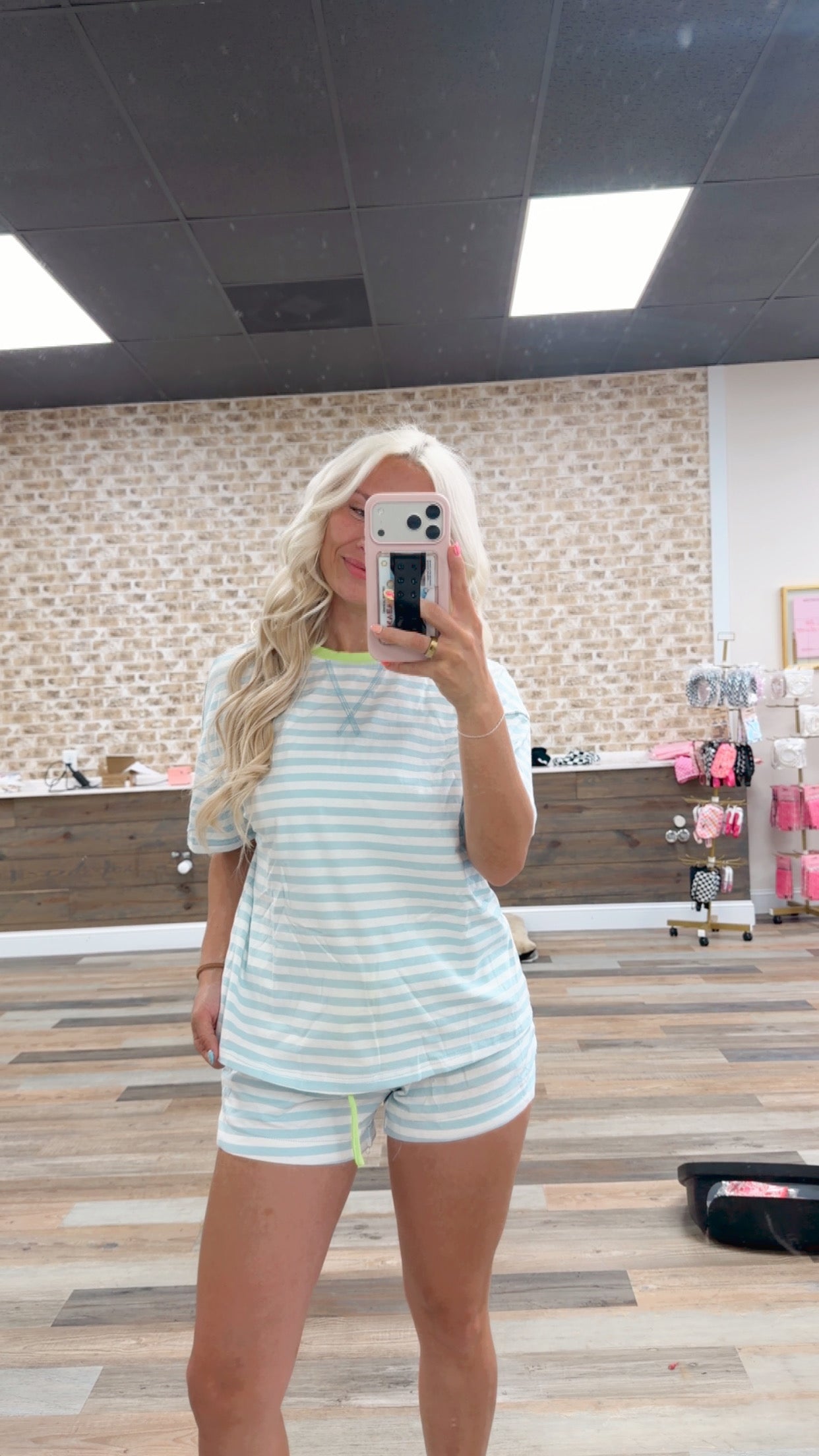 baby blue + white striped set