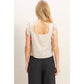 Embroidered Gingham Tie Front Top