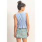 Striped Tie Front Peplum Sleeveless Top