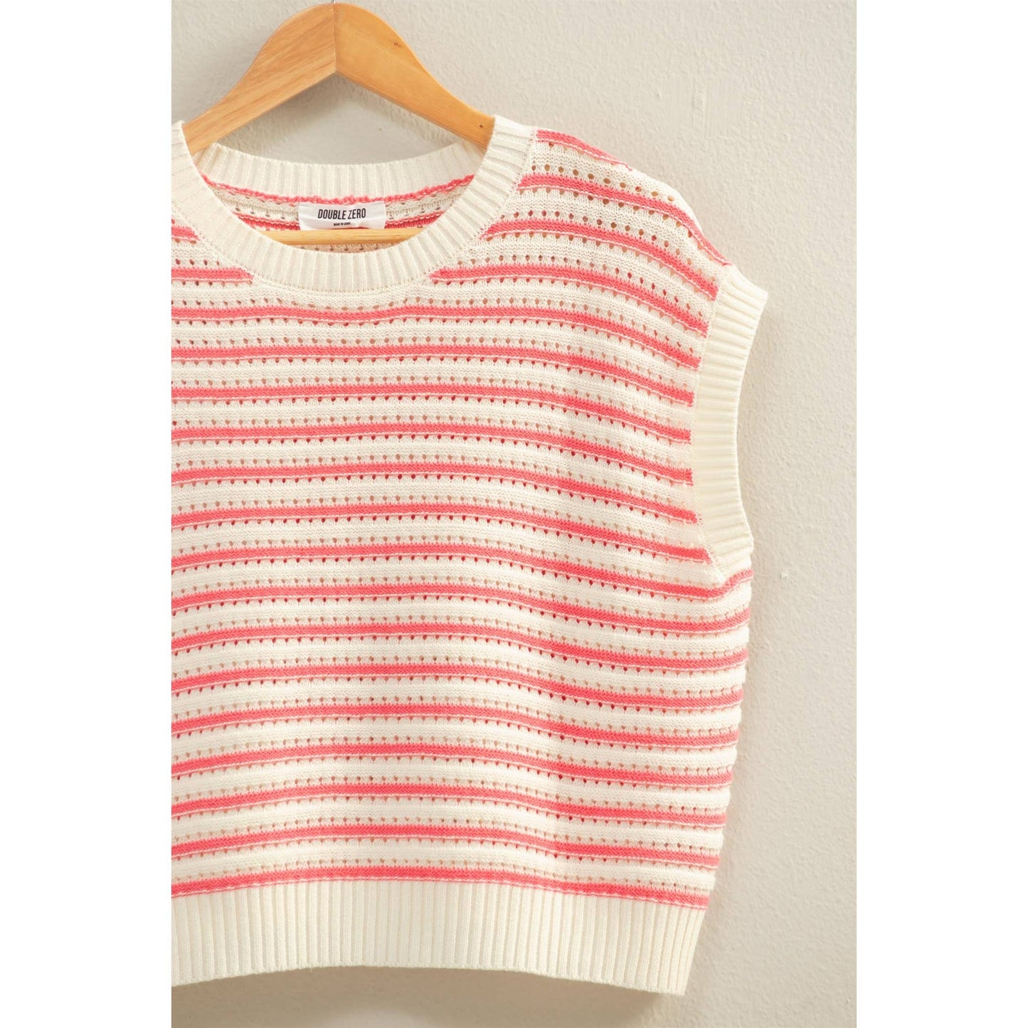 Striped Sleeveless Crew Neck Top