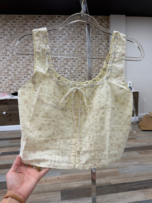 Floral Tie Front Corset Top