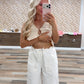 V-Neck Textured Sleeveless Knit Vest