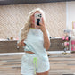 baby blue + white striped set
