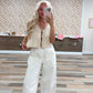 V-Neck Textured Sleeveless Knit Vest
