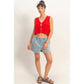 V-Neck Textured Sleeveless Knit Vest