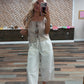 Embroidered Gingham Tie Front Top