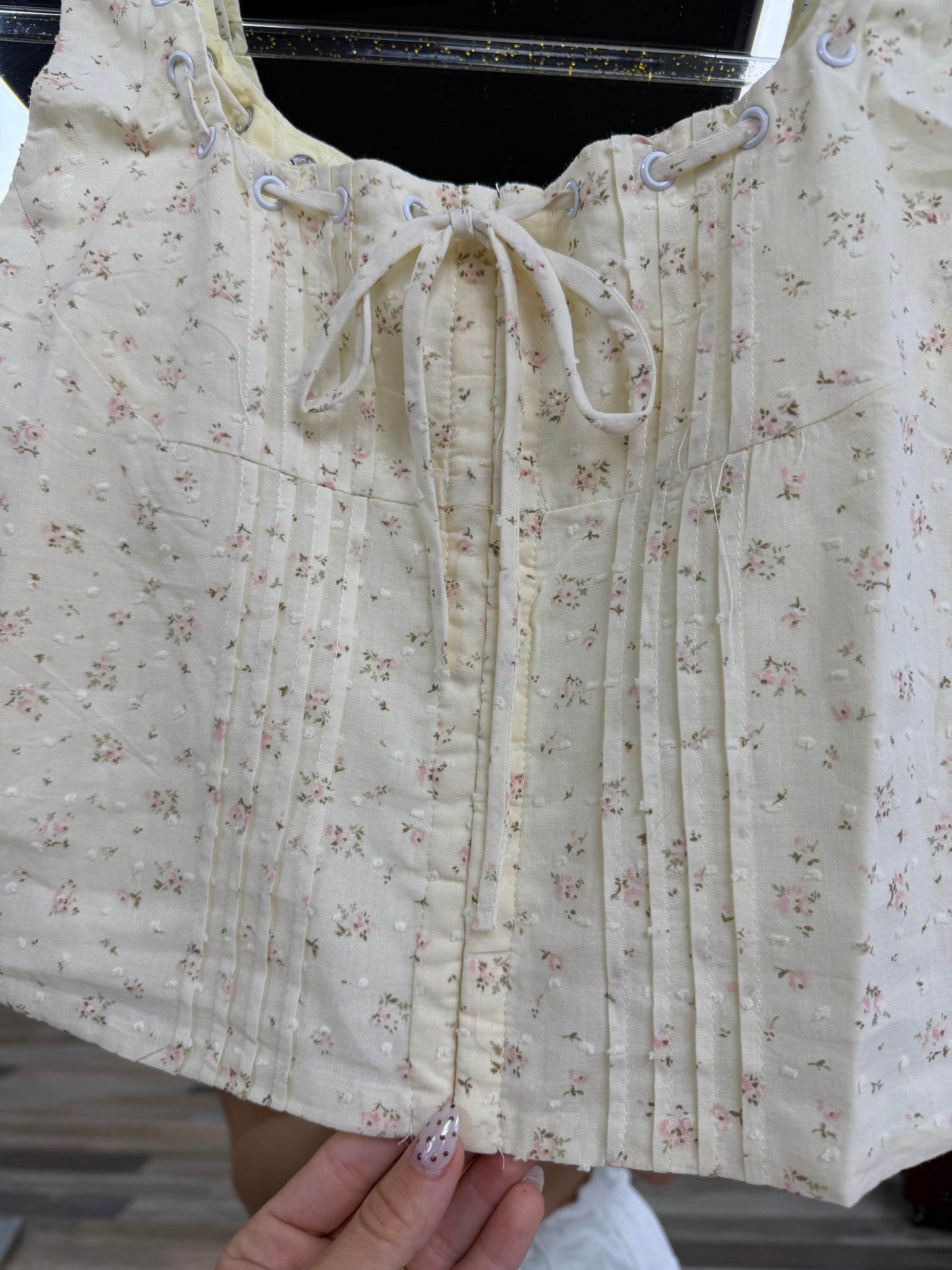 Floral Tie Front Corset Top