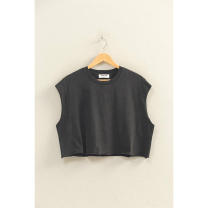 Crew Neck Boxy Sleeveless Cropped Top