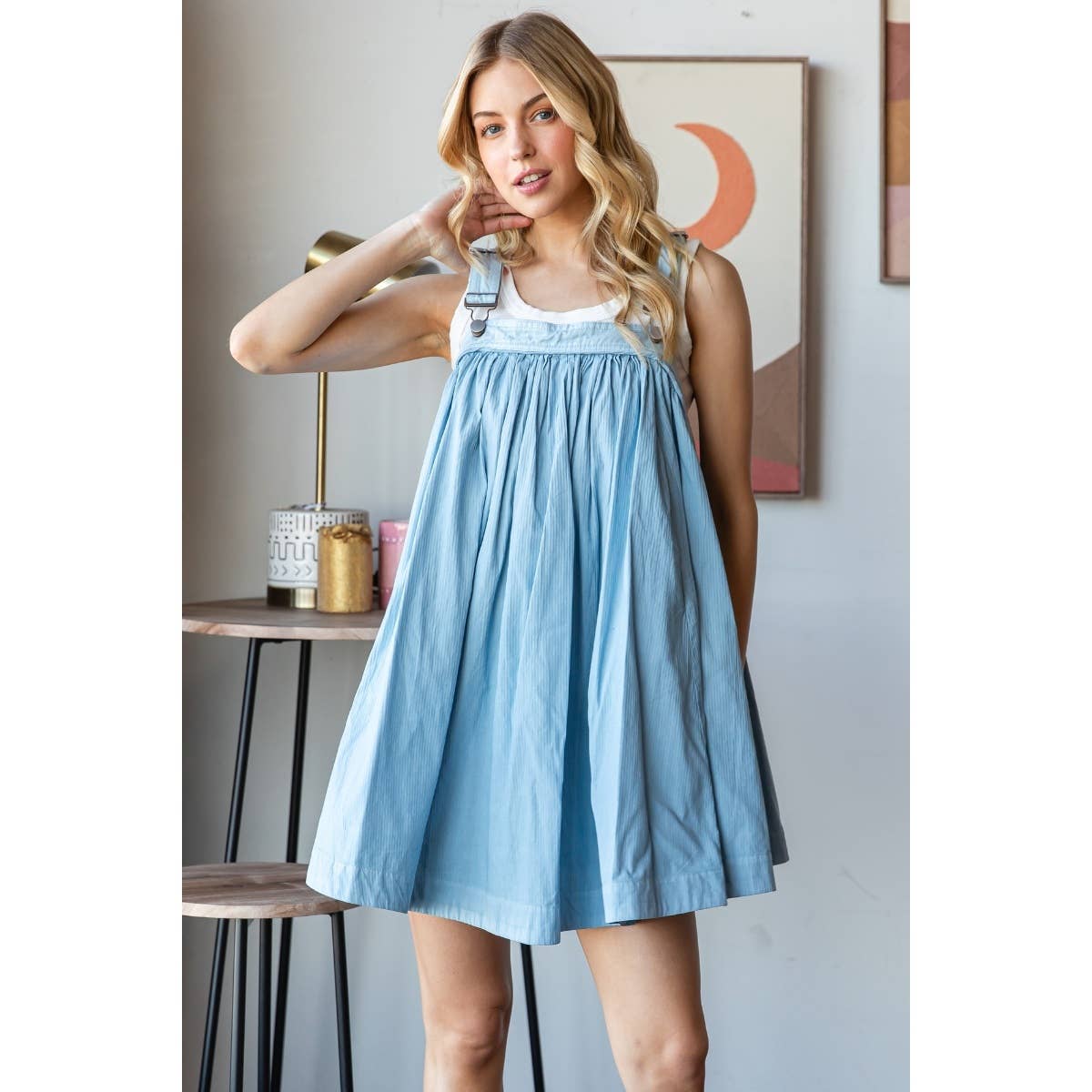 Woven Mini Flair Overall Dress