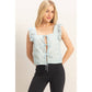 Embroidered Gingham Tie Front Top