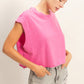 Crew Neck Boxy Sleeveless Cropped Top