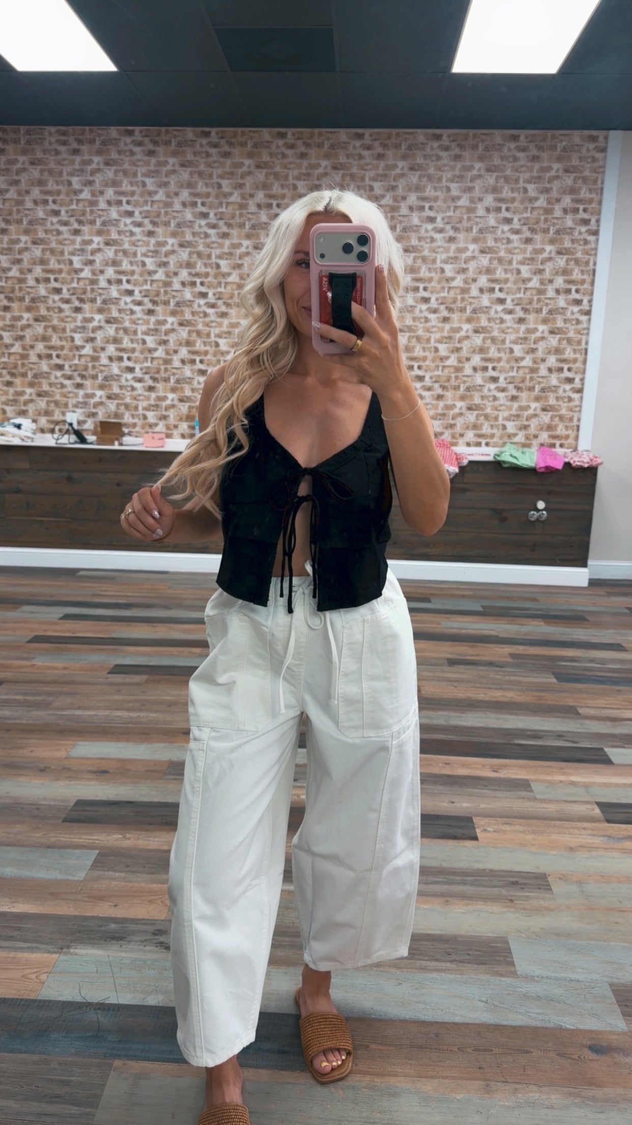Sleeveless Tie-Front Top