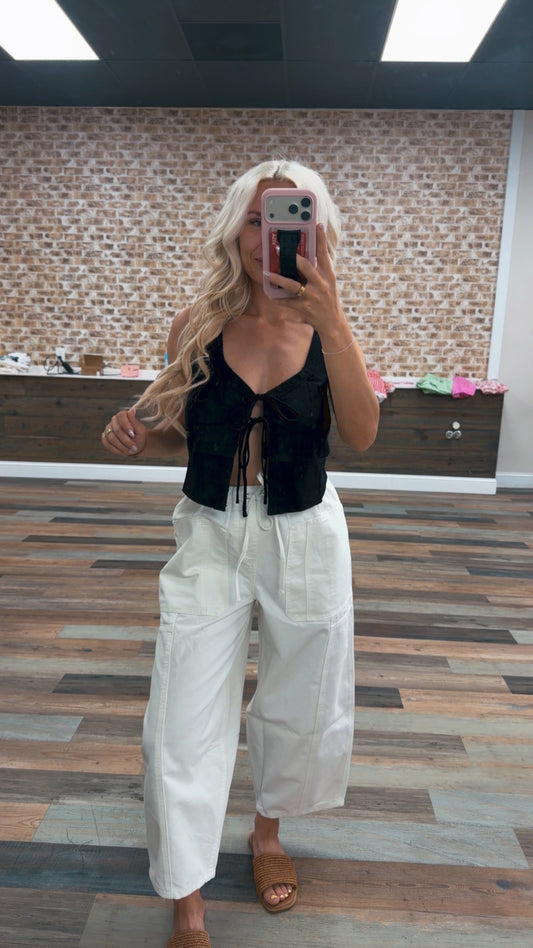 Sleeveless Tie-Front Top