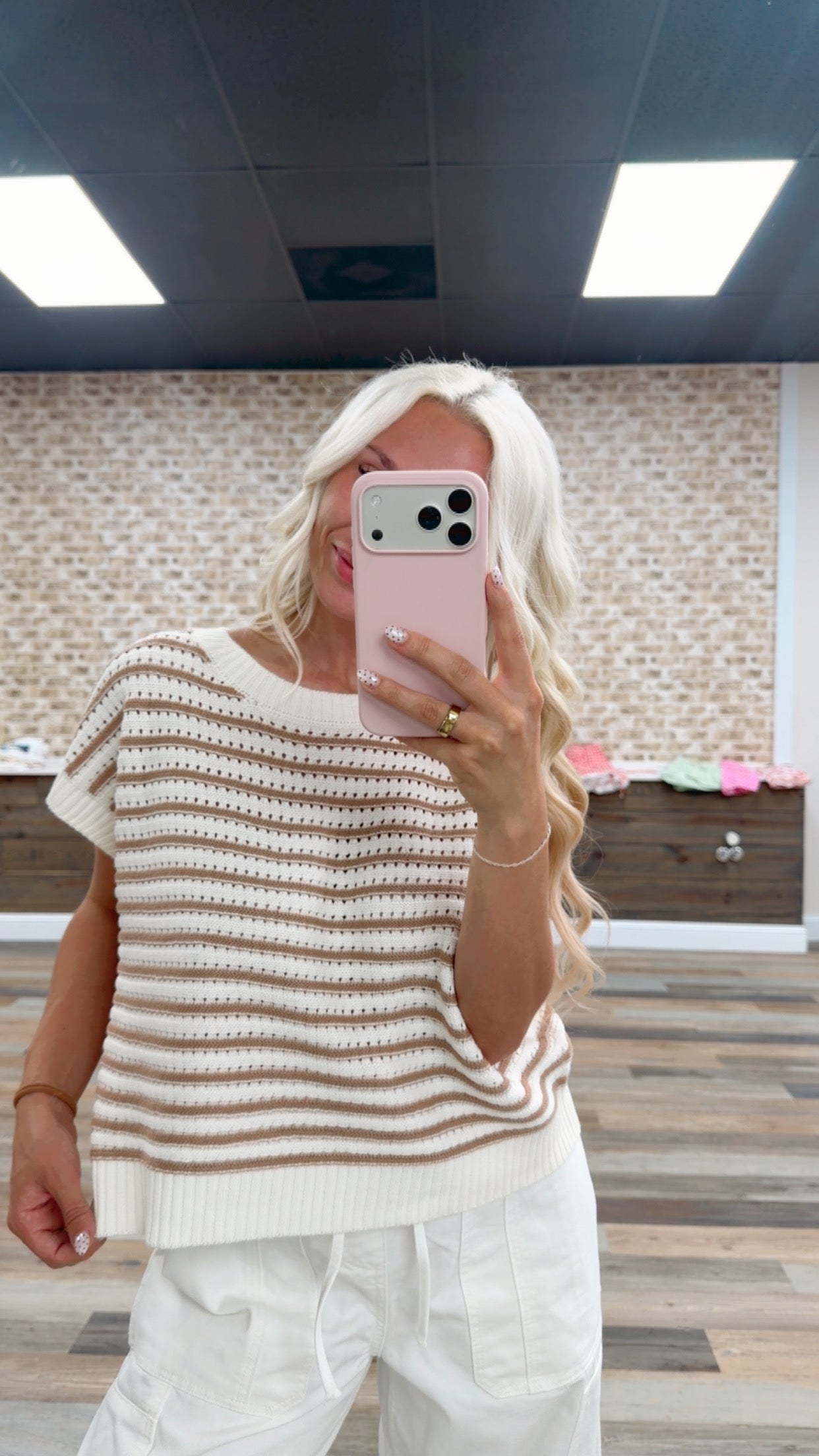 Striped Sleeveless Crew Neck Top