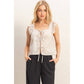 Embroidered Gingham Tie Front Top