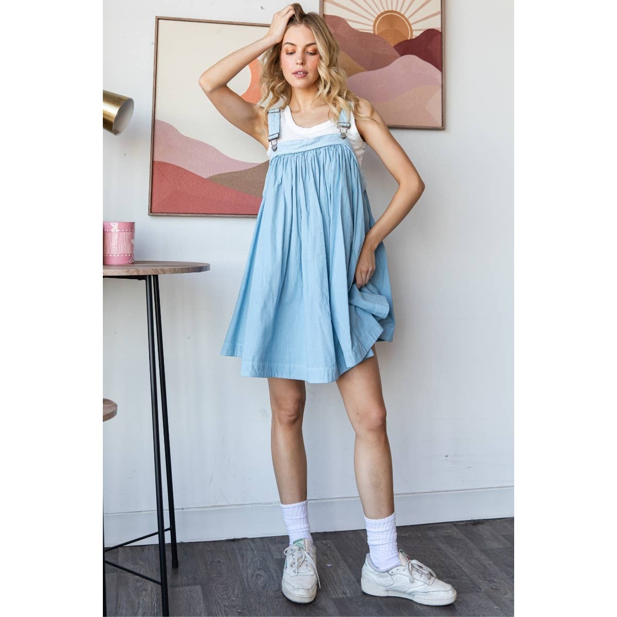 Woven Mini Flair Overall Dress