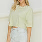 pastel green drop shoulder crop top