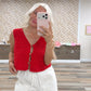 V-Neck Textured Sleeveless Knit Vest