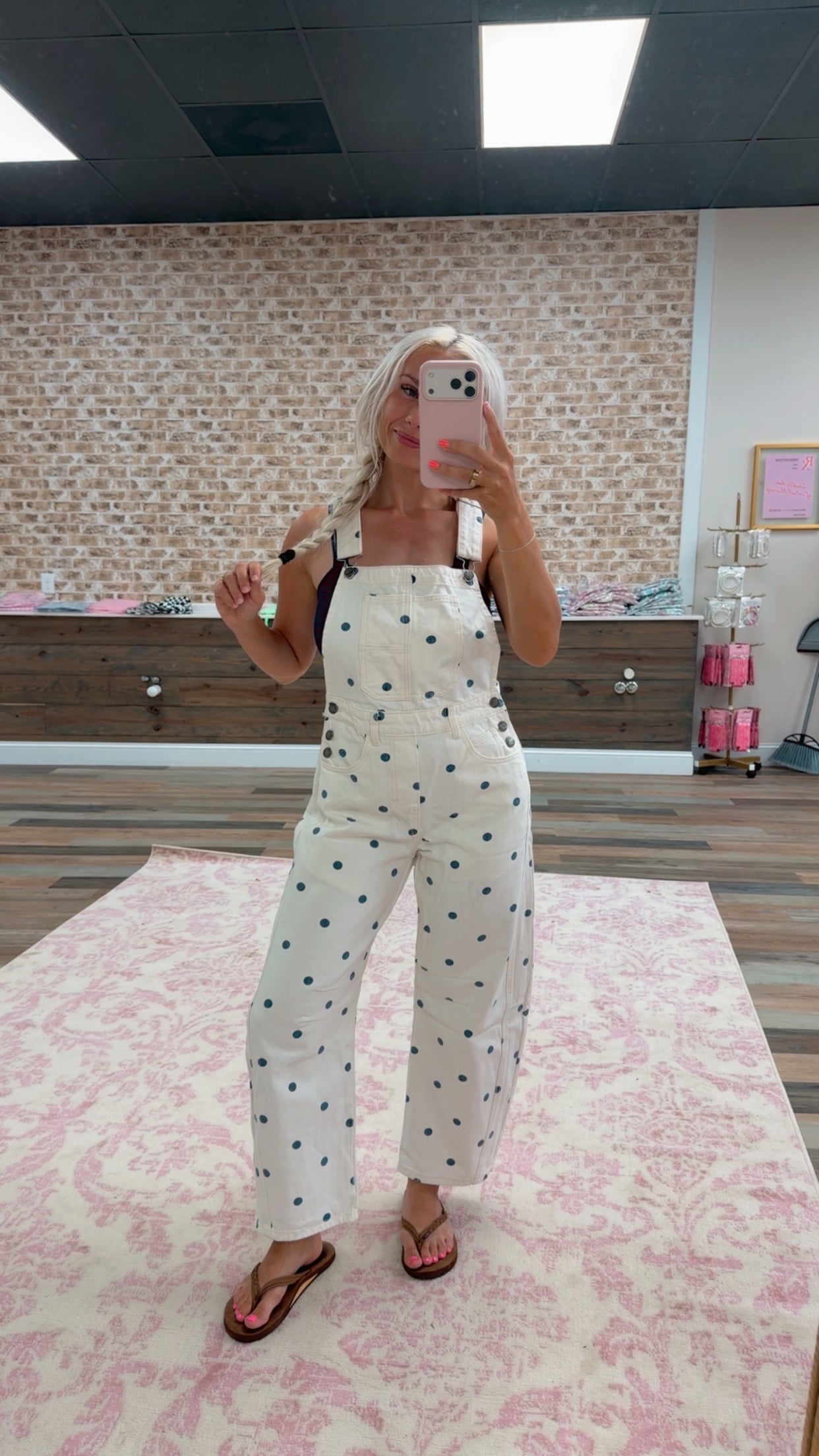 Relaxed Barrel Polka Dot Overalls