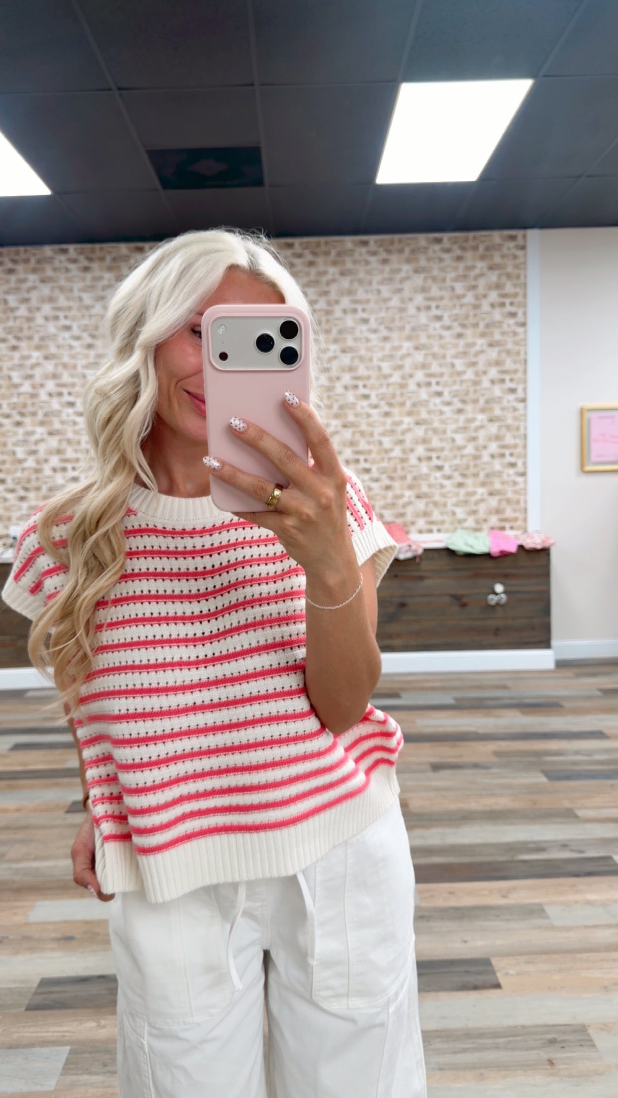 Striped Sleeveless Crew Neck Top
