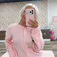 pink knit cardigan