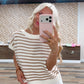 Striped Sleeveless Crew Neck Top