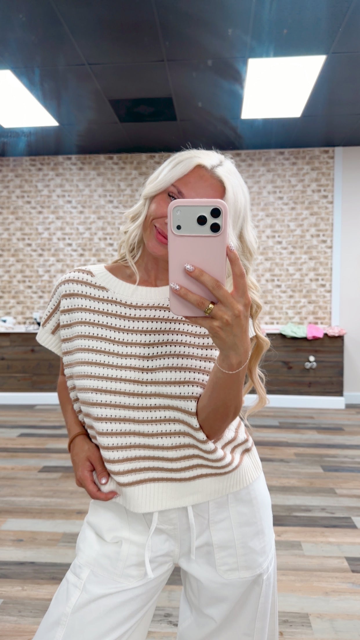 Striped Sleeveless Crew Neck Top