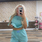 two piece set (two tone blue / green and blue)