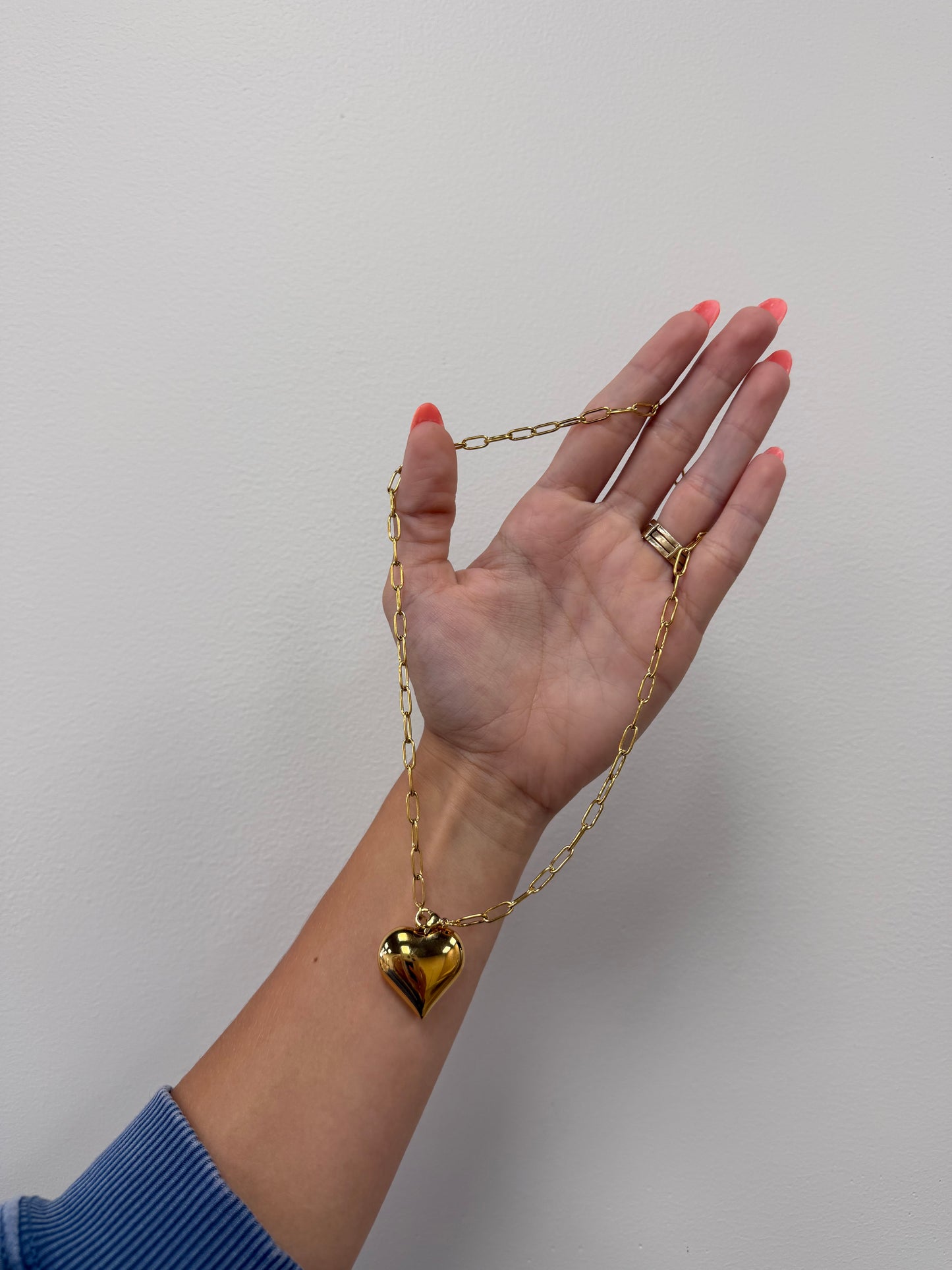 paperclip gold heart necklace